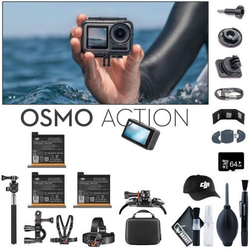 디제이아이 [아마존베스트]DJI Osmo Action 4K Camera + Monopod 70 + Baseball Cap + Osmo Action Battery x3 + 64GB Micro SD