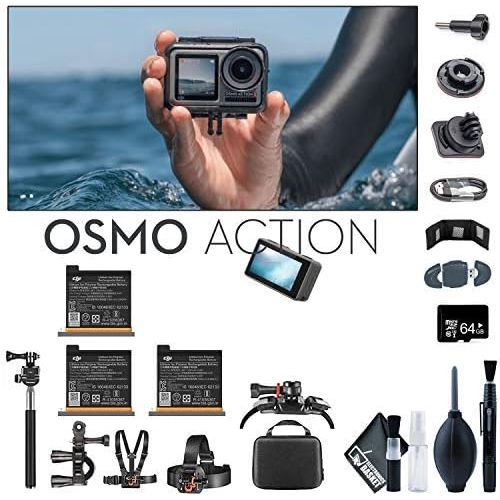 디제이아이 [아마존베스트]DJI Osmo Action 4K Camera + Monopod 70 + USB Card Reader + Osmo Action Battery x3 + 64GB Micro SD