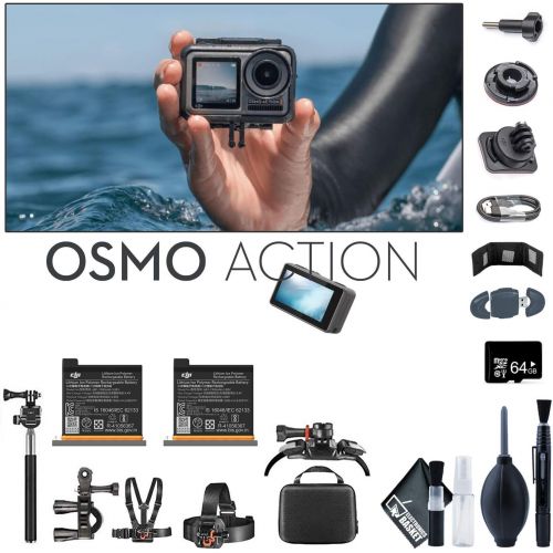 디제이아이 [아마존베스트]DJI Osmo Action 4K Camera + Monopod 70 + USB Card Reader + Osmo Action Battery x2 + 64GB Micro SD