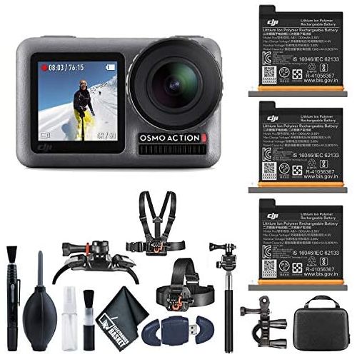 디제이아이 [아마존베스트]DJI Battery for Osmo Action Camera x3 + USB Card Reader + DJI Osmo Action + Case Outdoor Action Camera Mounting Kit