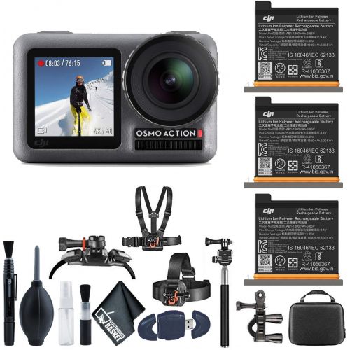 디제이아이 [아마존베스트]DJI Battery for Osmo Action Camera x3 + USB Card Reader + DJI Osmo Action + Case Outdoor Action Camera Mounting Kit