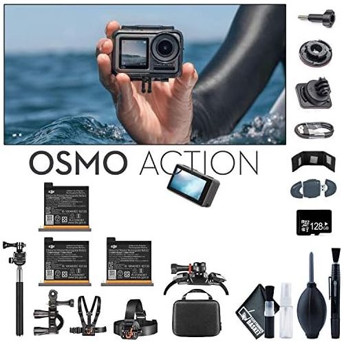 디제이아이 [아마존베스트]DJI Osmo Action 4K Camera + Monopod 70 + USB Card Reader + Osmo Action Battery x3 + 128GB Micro SD