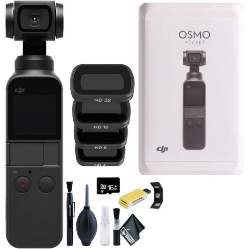 디제이아이 [아마존베스트]DJI Osmo Pocket Gimbal Camera + Osmo Pocket ND Filters Set + 16GB MicroSD + USB Reader & Wallet + Cleaning Kit & More