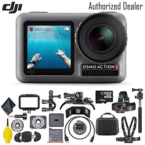 디제이아이 [아마존베스트]DJI Osmo Action 4K Camera w/ 64GB Micro SD Memory Card - Mounting Kit - Cleaning Cloth and More