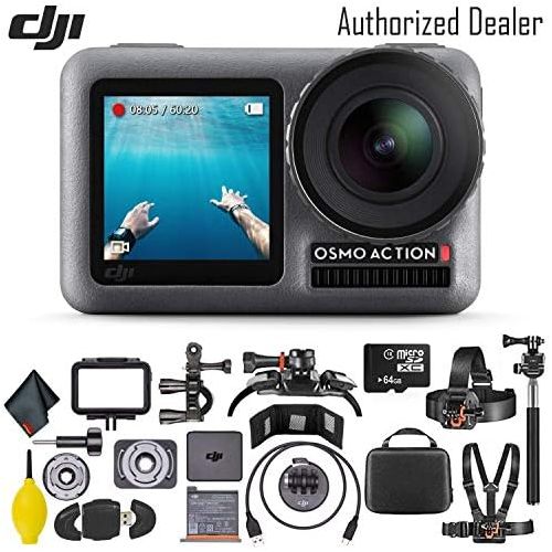 디제이아이 [아마존베스트]DJI Osmo Action 4K Camera w/ 64GB Micro SD Memory Card - Mounting Kit - Cleaning Cloth and More