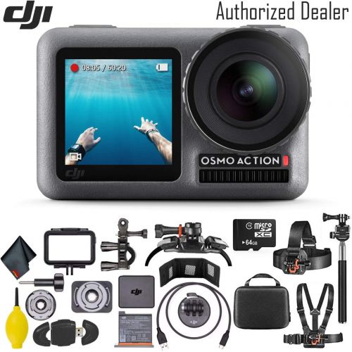 디제이아이 [아마존베스트]DJI Osmo Action 4K Camera w/ 64GB Micro SD Memory Card - Mounting Kit - Cleaning Cloth and More