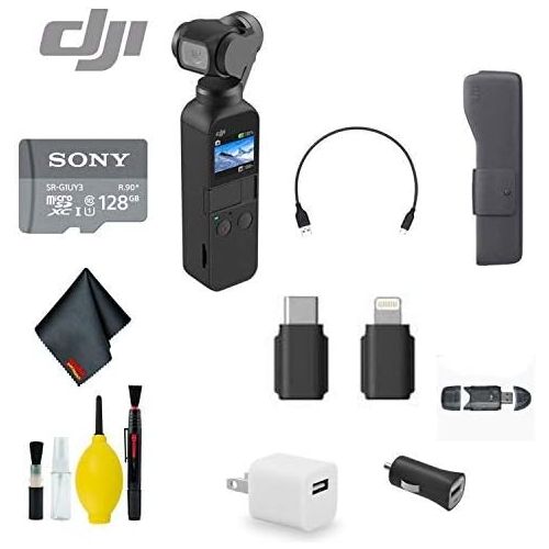 디제이아이 [아마존베스트]DJI Osmo Pocket Handheld 3 Axis Gimbal Stabilizer with Integrated Camera - Bundle with 128GB MicroSD Card