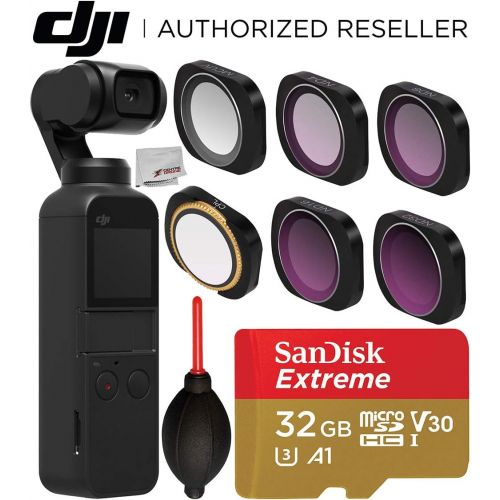 디제이아이 [아마존베스트]DJI Osmo Pocket Gimbal with Filter Set Starter Accessory Bundle  Includes: SanDisk Extreme 32GB microSDHC Memory Card + Filter Set for OSMO Pocket + Microfiber Cleaning Cloth