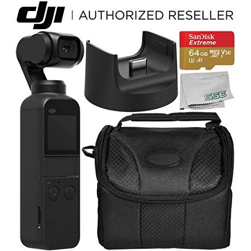 디제이아이 [아마존베스트]DJI Osmo Pocket Handheld 3 Axis Gimbal Stabilizer with Integrated Camera + DJI Part 5 Wireless Module Base Starters Bundle