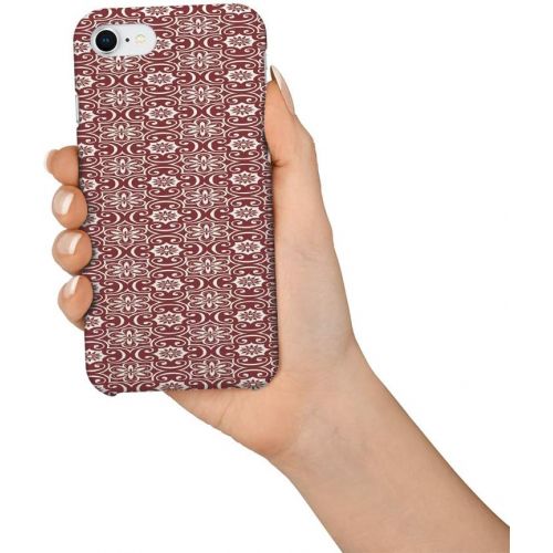 디제이아이 DJI Customize Phone Protective Cover Antique Baroque Floral Swirling Patterns Victorian Vintage Retro Style Ultra Slim Protective Hard Plastic Case Cover for iPhone 7/8