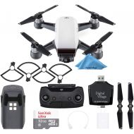 DJI Spark Drone Quadcopter (Alpine White) with Remote Controller, Battery, Sandisk Ultra 32GB Memory Card, Card Reader, Prop Guards Bundle Starter Kit