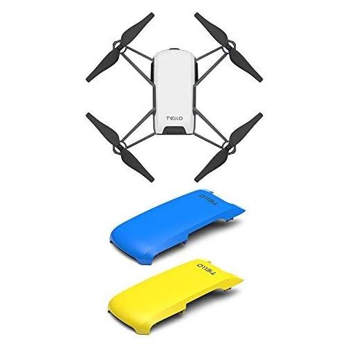 디제이아이 Tello Quadcopter Drone with HD Camera and VR,Powered by DJI Technology and Intel Processor,Coding Education,DIY Accessories,Throw and Fly (with Blue/Yellow Cover)