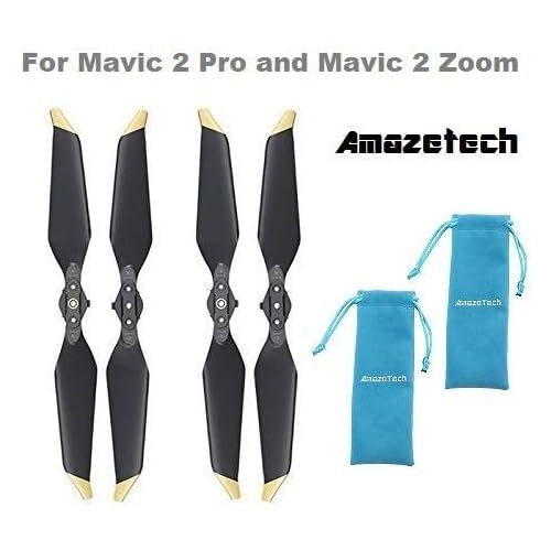 디제이아이 Amazetech OEM8743 - DJI Mavic 2 Pro Low-Noise Propellers 2 Pair Golden tip with Propeller Bag, Compatible with Mavic 2 pro and Mavic Zoom