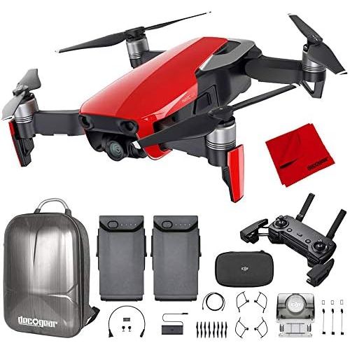 디제이아이 DJI Mavic Air Quadcopter with Remote Controller - Flame Red Max Flight Bundle with Spare Battery, and Custom Mavic Air Hard Shell Back Pack