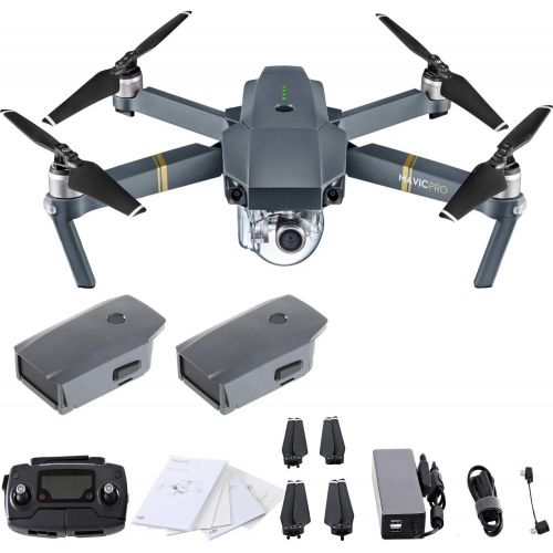 디제이아이 DJI Mavic Pro 4K Quadcopter with Remote Controller, 2 Batteries, with 1-Year Warranty - Gray