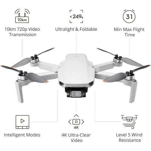 디제이아이 DJI Mini 2 ? Ultralight and Foldable Drone Quadcopter, 3-Axis Gimbal with 4K Camera, 12MP Photo, 31 Mins Flight Time, OcuSync 2.0 10km HD Video Transmission, QuickShots Gray