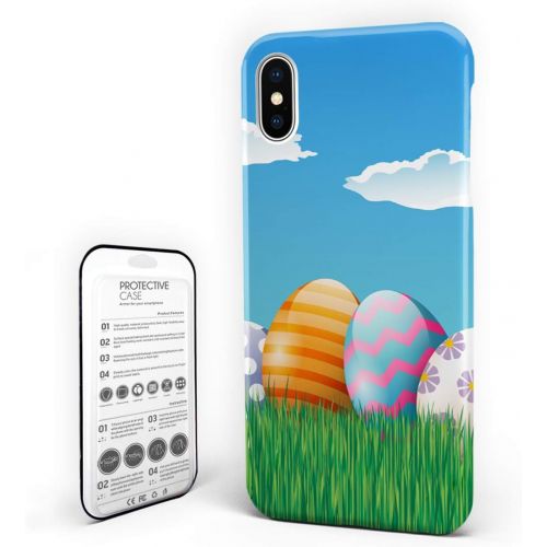 디제이아이 DJI Customize Phone Protective Cover Happy Easter Colorful Eggs in Grass Artwork Spring Festival Ultra Slim Protective Hard Plastic Case Cover for iPhone x