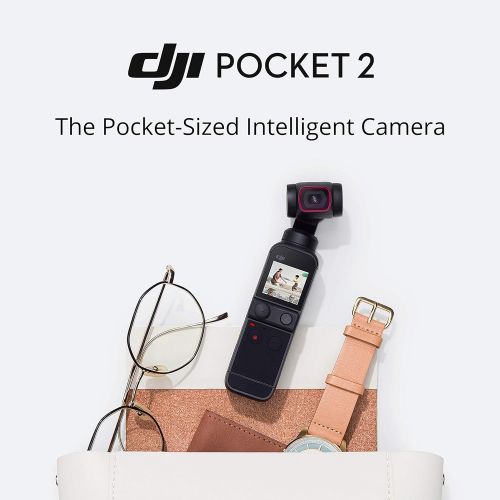 디제이아이 DJI Pocket 2 Creator Combo - 3 Axis Gimbal Stabilizer with 4K Camera, 1/1.7” CMOS, 64MP Photo, Pocket-Sized, ActiveTrack 3.0, Glamour Effects, YouTube TikTok Video Vlog, for Androi