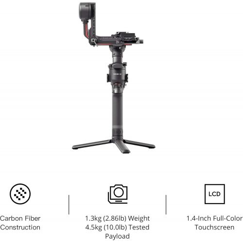 디제이아이 DJI RS 2 - 3-Axis Gimbal Stabilizer for DSLR and Mirrorless Cameras, Nikon, Sony, Panasonic, Canon, Fuji, 10lbs Tested Payload, 1.4” Full-Color Touchscreen, Carbon Fiber Constructi