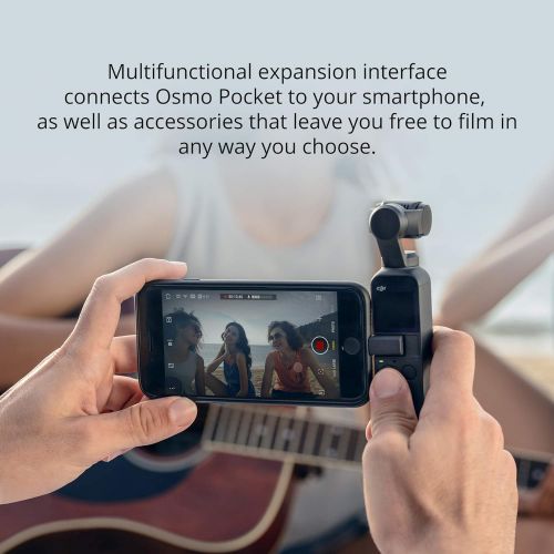 디제이아이 DJI Osmo Pocket - Handheld 3-Axis Gimbal Stabilizer with integrated Camera 12 MP 1/2.3” CMOS 4K Video, Attachable to Smartphone, Android, iPhone, Black