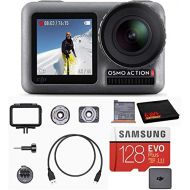 DJI OSMO Action Cam Digital Camera Bundle with 2 Displays 36FT/11M Waterproof 4K HDR-Video 12MP 145° Angle, 128gb Micro SD Card, Card Reader, Must Have Accessories