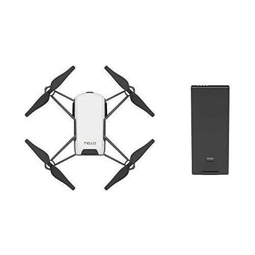 디제이아이 Tello Quadcopter Drone with HD Camera and VR,Powered by DJI Technology and Intel Processor,Coding Education,DIY Accessories,Throw and Fly (with Extra Battery)