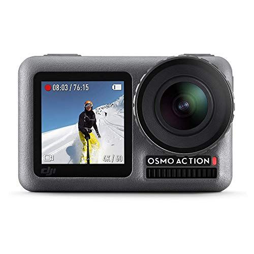 디제이아이 DJI Osmo Action - 4K Action Cam 12MP Digital Camera with 2 Displays 36ft Underwater Waterproof WiFi HDR Video 145° Angle, Black