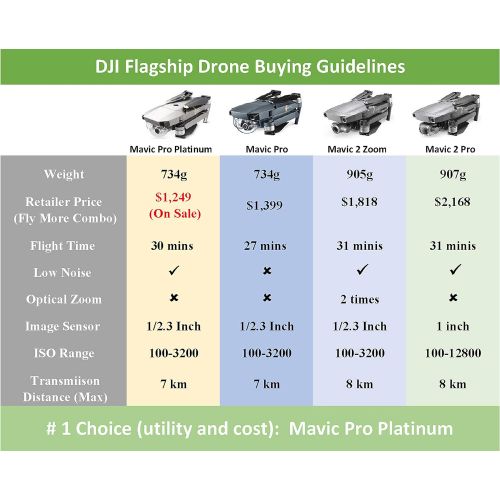 디제이아이 DJI Mavic Pro Platinum Fly More Combo Travel Bundle: Extra 2 Batteries, Professional Case and More