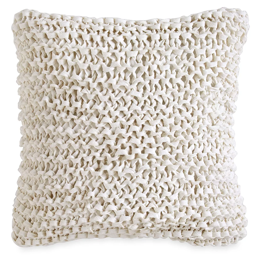 DKNY City Pleat Ribbon Square Throw Pillow in White