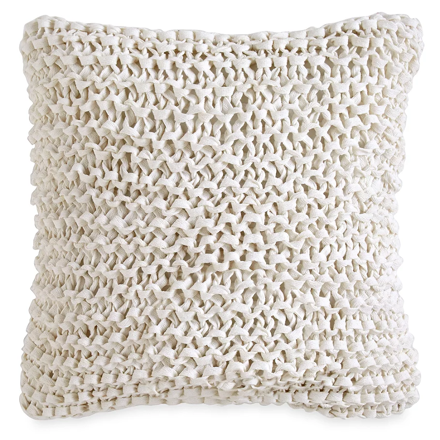  DKNY City Pleat Ribbon Square Throw Pillow in White