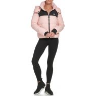 DKNY Women's Sport Colorblock Logo Puffer W/Removeable Hood