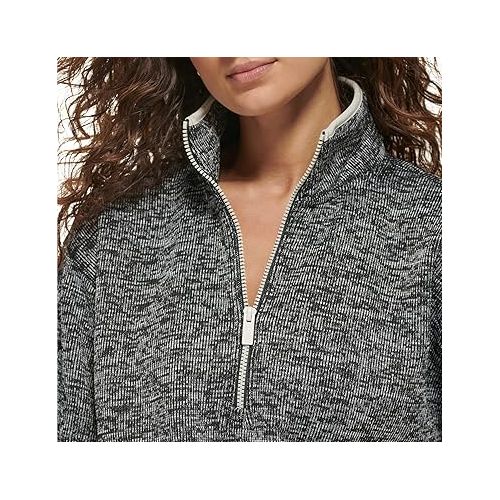  DKNY Women's Half Zip Fleece Sweater with Cinch Waist