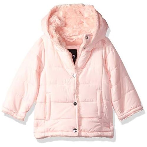  DKNY Baby Girls Nylon Faux Fur Jacket,