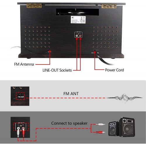  [아마존 핫딜] [아마존핫딜]D&L Vintage Record Player, Wooden Turntable, 7-in-1 Bluetooth Phonograph with Built-in Stereo Speakers, CD/Cassette Player, FM Radio, USB/SD Play & Encoding,Turntable for Vinyl Rec