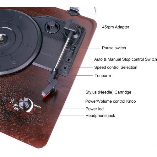  [아마존핫딜][아마존 핫딜] D&L Vinyl Record Player, Vintage Phonograph Turntable with Built-in Stereo Speakers Support PC Recording,RCA Output,Wood