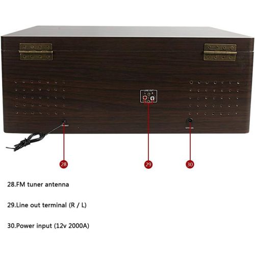  DL 8-in-1 Bluetooth Record Player for Vinyl with Speakers & Multimedia Center, Wireless Music Streaming,Vintage Retro Turntable with Cassette,CD&USB Encoding,EQ,Prog,FM,Wood