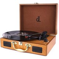 DL Vinyl Record Player with Built-in Speakers, Vintage Turntable 3-Speed Portable Suitcase Record Player, Converting Encoding LP Music to Computers,Upgraded Turntable Audio Sound, Woo