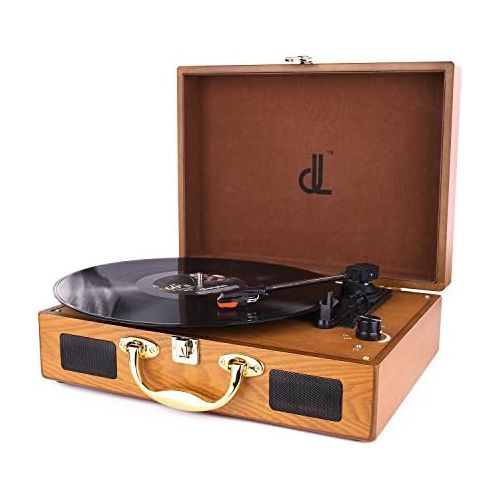  DL Vinyl Record Player with Built-in Speakers, Vintage Turntable 3-Speed Portable Suitcase Record Player, Converting Encoding LP Music to Computers,Upgraded Turntable Audio Sound, Woo