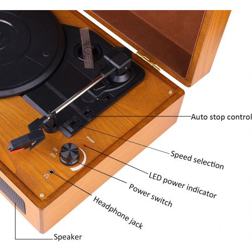  DL Vinyl Record Player with Built-in Speakers, Vintage Turntable 3-Speed Portable Suitcase Record Player, Converting Encoding LP Music to Computers,Upgraded Turntable Audio Sound, Woo