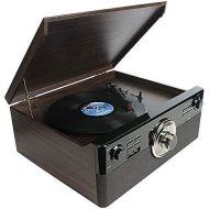 DL 8-in-1 Bluetooth Record Player for Vinyl with Speakers & Multimedia Center, Wireless Music Streaming,Vintage Retro Turntable with Cassette,CD&USB Encoding,EQ,Prog,FM,Wood