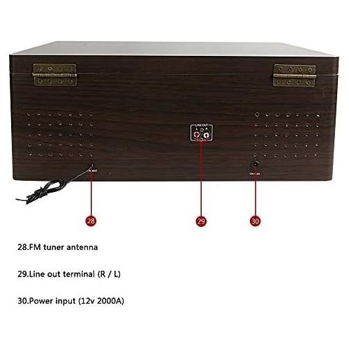  DL 8-in-1 Bluetooth Record Player for Vinyl with Speakers & Multimedia Center, Wireless Music Streaming,Vintage Retro Turntable with Cassette,CD&USB Encoding,EQ,Prog,FM,Wood