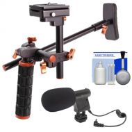 DLC HD-DSLR Camera Video Rig Shoulder Brace Stabilizer with Microphone + Cleaning Kit
