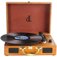 DLITIME Vinyl Record Player with Built-in Speakers, Vintage Turntable 3-Speed Portable Suitcase Record Player, Converting Encoding LP Music to Computers,Upgraded Turntable Audio Sound, Woo