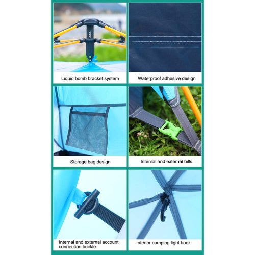  DLLzq Pop Up Zelt ， Automatisches Instant Strandzelt Portable 3-4 Personen Family Camping Outdoor Unisex Wasserdicht Und UV-Schutz