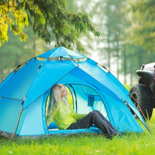  DLLzq Pop Up Zelt ， Automatisches Instant Strandzelt Portable 3-4 Personen Family Camping Outdoor Unisex Wasserdicht Und UV-Schutz