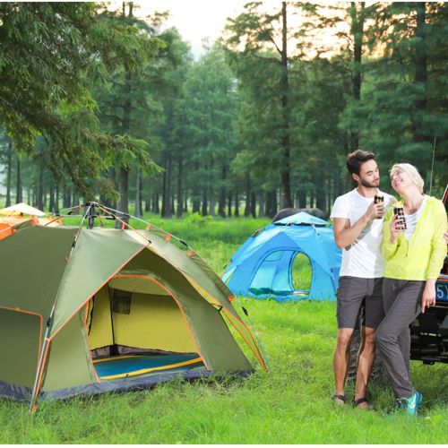  DLLzq Pop Up Zelt ， Automatisches Instant Strandzelt Portable 3-4 Personen Family Camping Outdoor Unisex Wasserdicht Und UV-Schutz