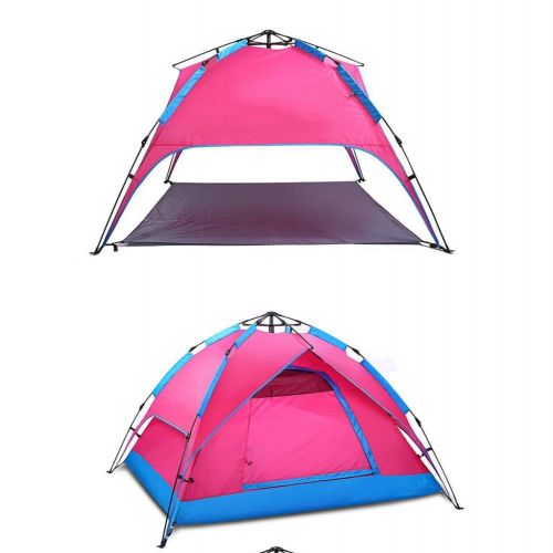  DLLzq Outdoor Automatic Pop Up Instant Zelt 3-4 Personen Doppelschicht Tragbare Camping Wasserdichte Schatten Atmungsaktive Strand Garten Angeln Picknick,Rosered