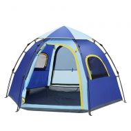 DLLzq Automatic Pop-up Tent,5-6 Person Outdoor Camping Hex Hydraulic Waterproof and UV Protection Breathable Tent,Blue