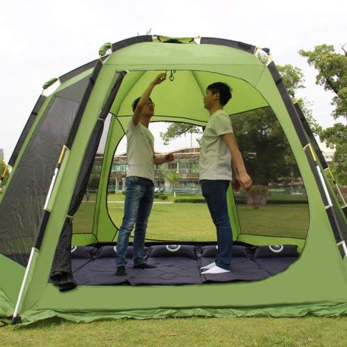  DLLzq Outdoor Automatic Tent，Pop-up Tent for 6-8 Person Hexangular Camping Waterproof Shade Breathable for Beach Garden Fishing Picnic