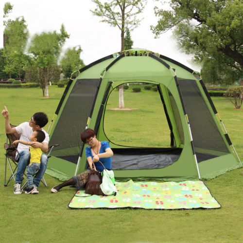  DLLzq Outdoor Automatic Tent，Pop-up Tent for 6-8 Person Hexangular Camping Waterproof Shade Breathable for Beach Garden Fishing Picnic
